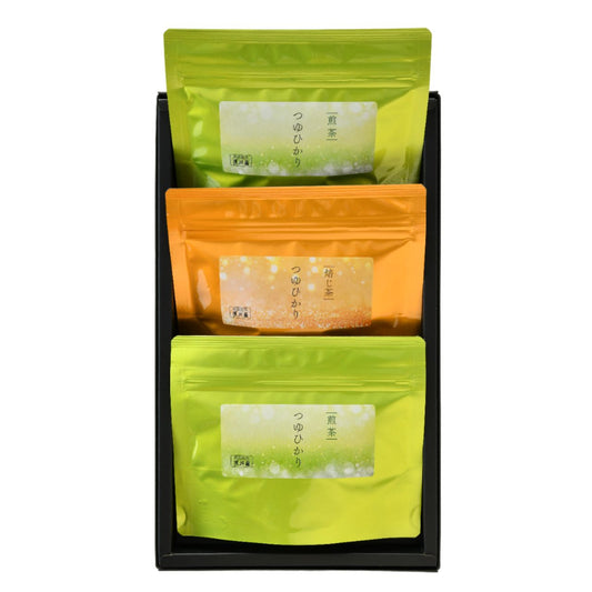 【新潟銘茶 浅川園】稀少品種 つゆひかり 2本詰（煎茶×2、焙じ茶×1）【数量限定商品】